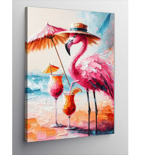 Kanvas Tablo Plajda Flamingo