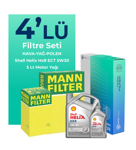 MANN Skoda SuperB 1.9 Dizel Filtre Bakım Seti Shell Motor Yağlı (2001-2009) 4 Lü