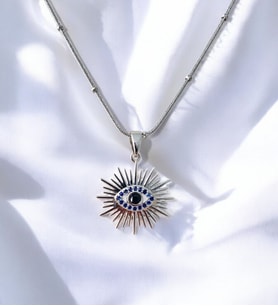 Dorika Toplu Gözlü Zirkon Taşlı Kadın Çelik Kolye