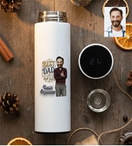 Kişiye Özel Karikatürlü Best Dad Ever Babaya Hediye Filtreli Dijital Göstergeli Termos Babalar Günü Hediyesi