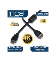 Inca IMHD-10T 10mt Örgülü 4K 1,4 V 3D Altın Uçlu HDMI Kablo 2160P Görüntü Kalitesi Parazit Korumas