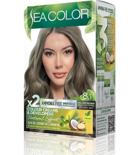 Sea Color Amonyaksız, Vegan, Doğal, Besleyici Kalıcı Saç Boyası%100 Beyaz Kapama (1 Paket 2 X 50 Ml