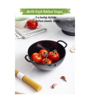 Akrilik Siyah Mini Pirinç Süzgeçi & Bakliyat Süzgeçi (3 SU BARDAĞI ÖLÇÜLÜ)