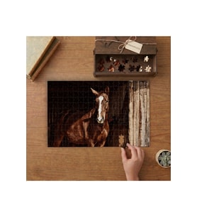 Kahverengi At- Horse- Hayvan Tasarımı 240 parça Ahşap Puzzle Ahşap Kutuda MP00068