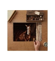 Kahverengi At- Horse- Hayvan Tasarımı 240 parça Ahşap Puzzle Ahşap Kutuda MP00068