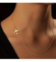 Kişiye Özel 925 Ayar Gümüş Yan Uçak Model Kolye (Gold)