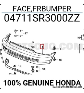 Honda Civic Ön Tampon Hatcback 1993--1995 (Oem No:  04711Sr3000Zz)