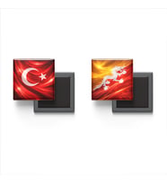 Buzdolap Magnetleri - Bhutan Bayrağı ve Türk Bayrağı - 2'li Set Magneti