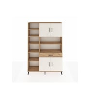 Arges Dolap 10 Raflı Tek Çekmeceli 4 Kapaklı 132x30x195 Çam-Aytaşı/Çam
