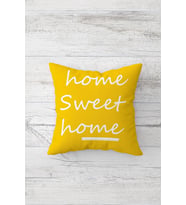 Home Sweet Home Çift Tarafı Baskılı Gizli Fermuarlı Yastık Kılıfı Kırlent Koltuk Yastık Kılıfı (Sarı-Beyaz)