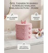 Özel Tasarım Kurdeleli Saklama Kutusu - Pembe