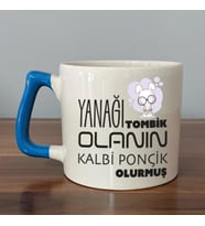 Yanağı Tombik Olanın Baskılı Mavi Kulplu D Kupa