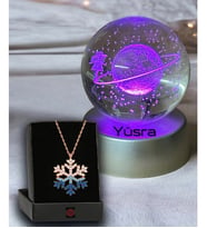 Renk Değiştiren Led Işıklı Cam Satürn Kız Küre Lamba Kristal Top Ve Zirkon Kar Tanesi Kolye Öğretmenler Günü