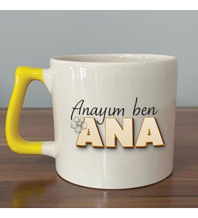 Anayım Ben Ana Baskılı Sarı Kulplu D Kupa