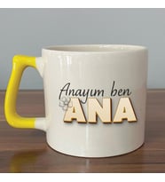 Anayım Ben Ana Baskılı Sarı Kulplu D Kupa