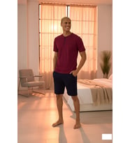 Yeni Sezon Yazlık Düğme Yakalı Lüx Tasarım Pijama Takımı (Bordo)
