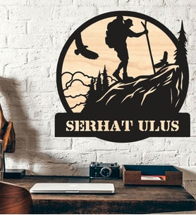 Kişiye Özel Dağcı Temalı Ahşap Duvar Tablo