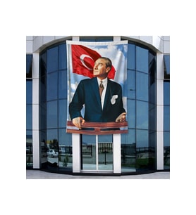 Istikbal Göklerdedir Atatürk Portresi Poster Bayrak Raşel Kumal 4x6 metre ATA33