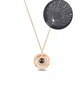 Zirkon Taşlı Rose 100 Dilde Seni Seviyorum Bayan Gümüş Kolye GKL100DLSS1-ROS
