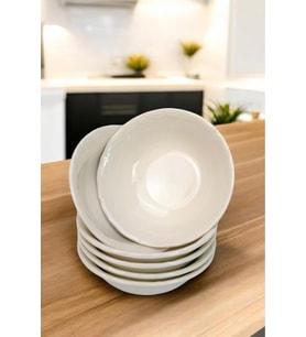 Setli 6 Porselen Salata ve Çerezlik Kasesi, 13 cm, Beyaz