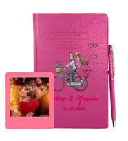 Sevgililer Gününe Özel Pembe Defter Kalem & Instagram Çerçeve Hediye Seti 11