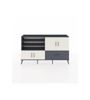 Arges Konsol 5 Raflı Tek Çekmeceli 4 Kapaklı 176x30x99 Antrasit-Aytaşı/Antrasit