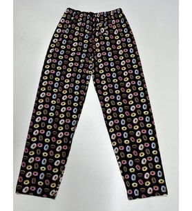 Kadın Pamuklu Ekose Desenli Pijama Altı Eşofman Kurdeleli Beyaz Lacivert Kare (Siyah)