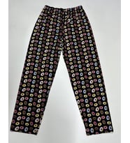 Kadın Pamuklu Ekose Desenli Pijama Altı Eşofman Kurdeleli Beyaz Lacivert Kare (Siyah)