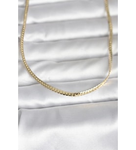 CM 14K Gold Renk Yassı Zincir Model 45 cm Kadın Kolye 5886