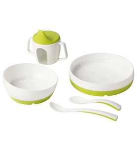 IKEA BÖRJA/SMÅGLI beyaz-yeşil çocuk yemek takımı 5 parça