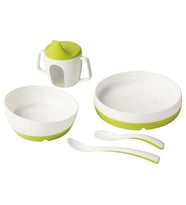 IKEA BÖRJA/SMÅGLI beyaz-yeşil çocuk yemek takımı 5 parça