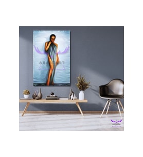 Tekli Dikey Kanvas Modern Salon Tablosu Soyut Kadın Silüeti