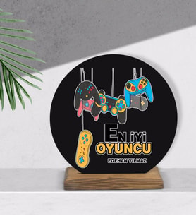 BK Gift Kişiye Özel En İyi Oyuncu Tasarımlı Ahşap Plak-3