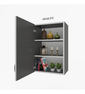 Kenzlife mutfak dolabı irem  090.060.32 gri  2 raflı kapaklı  ofis banyo kiler evrak kitaplık