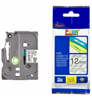 PUUN®Brother P-Touch TZE-131 12MM x 8m Şeffaf Üzerine Siyah Muadil Laminasyon Etiket Şeridi (Çok Renkli)