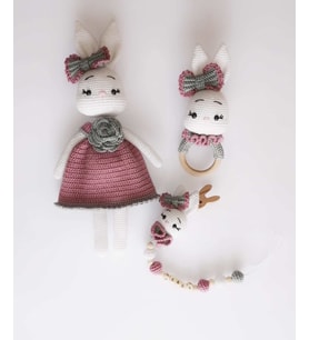 Süslü Tavşan Yeni Doğan Seti Amigurumi Organik Oyuncak