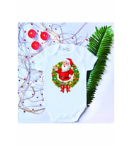 Unisex Bebek Baskılı Yılbaşı Noel Baba %100 Pamuklu Çıtçıtlı Body Zıbın