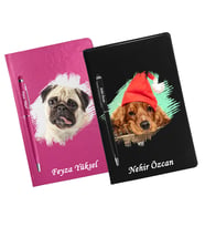 Kişiye Özel Köpek Tasarımlı İkili Defter Kalem Hediye Seti