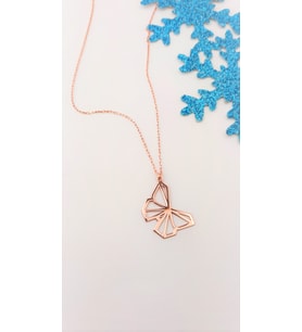 Origami Kelebek Gümüş Kolye Özel Gün Hediyesi