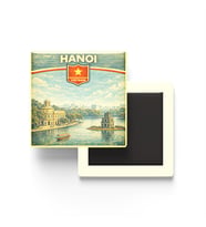 Retro Vietnam Hanoi Şehri Temalı Vintage Buzdolap Magneti – 9x9 cm
