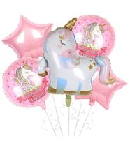 Unicorn Yıldızlı Folyo Balon 5 Li Set