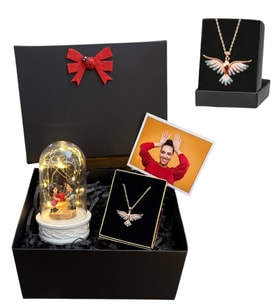 Renkli Zümdürü Anka Kuşu Kolyeli Fotoğraflı Premium Hediye Seti - Kişiye Özel Set (Model 7)
