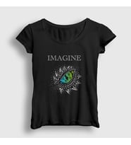 Presmono Kadın Siyah Eye Imagine Dragons T-Shirt 399502tt