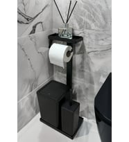 3'ü 1 Arada Banyo Seti Tuvalet Kağıtlık, Çöp Kovası Ve Tuvalet Fırça Takımı