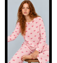 Night Mavi Kadın Desenli İkili Rahat Pijama Takımı 4815
