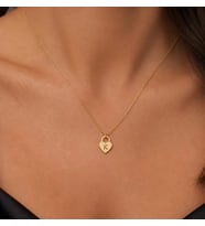 Kişiye Özel 925 Ayar Gümüş Minimalist Kilit Harf Kolye (Gold)