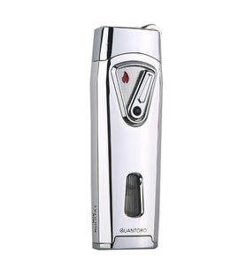 Quantoro Çift Torch Pürmüz Gümüş Metal Puro Çakmağı - TRZ1056