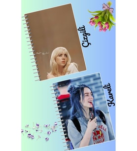 Billie elish defter seti 2 adet A4 boyutu 21*30 çizgili + kareli 60 syf