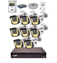 FURY 15 Warm LED Ip Güvenlik Kamera Seti 8 Kameralı Sesli 4mp Gece Renkli Su Geçirmez 1403s 1TB