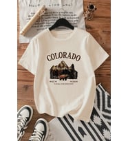 Colorado Baskılı Unisex Oversize Tshirt (Bej)